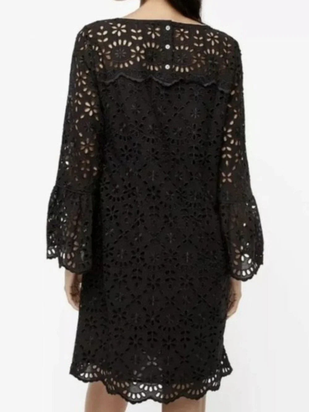 J. Crew Black Eyelet Lace Mini Dress Size 6